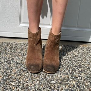 Brown suede booties